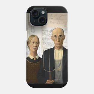 American Gothic Plain Couple on Antique Postcard Collage Phone Case