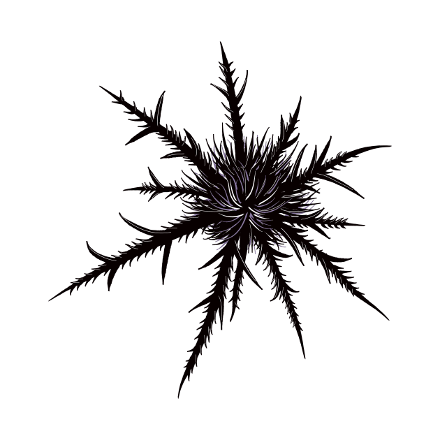 Dry Thistle With Sharp Thorns Gothic Botanical Art by Boriana Giormova