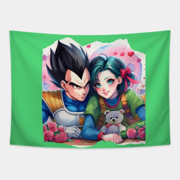 Vegeta & Bulma Valentine's Day Tapestry by AlmostMaybeNever