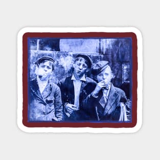 Blue - Smoking Newsies 1910 - Boys smoking St. Louis, Missouri Magnet