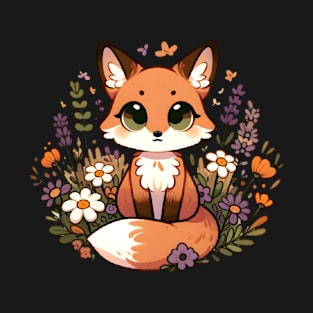 Enchanted Fox Amidst Wildflowers T-Shirt