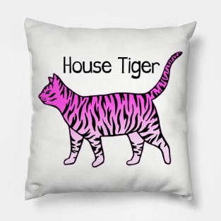 Pink House Tiger Cat Pillow