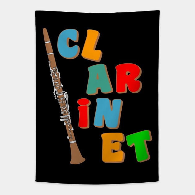 Colorful Brown Clarinet Tapestry by Barthol Graphics