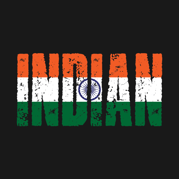 Indian Text with India Flag Vintage by zurcnami