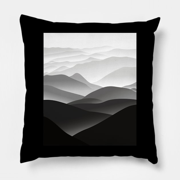 Grayscale Mountains Pillow by brillallfarriambd