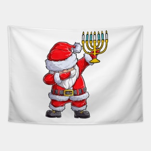 Menorah Santa Hat Chanukah Hanukkah Jewish Christmas Pajama Tapestry