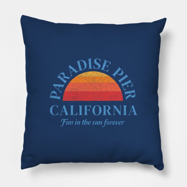 California Pier in the 80s Pillow by Heyday Threads