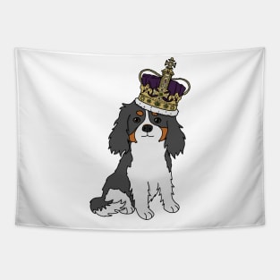 Cute cavalier king charles spaniel wearing a crown Tapestry