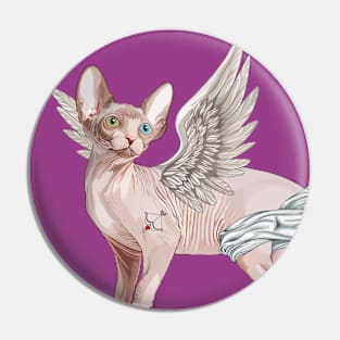 Valentines Day Sphynx Cat Cupid Pin