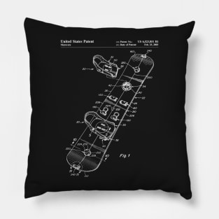 Snowboard Patent - Snowboarding Art - Black Chalkboard Pillow