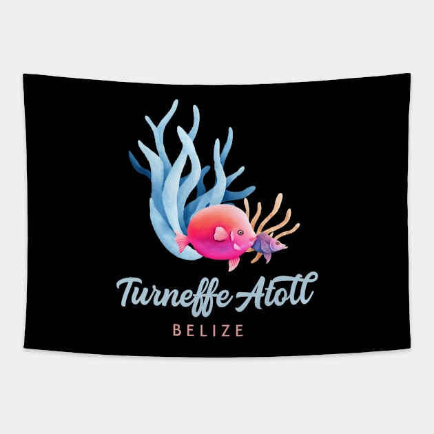 Turneffe Atoll Belize Caribbean Coral Reef Fish Tapestry by TGKelly