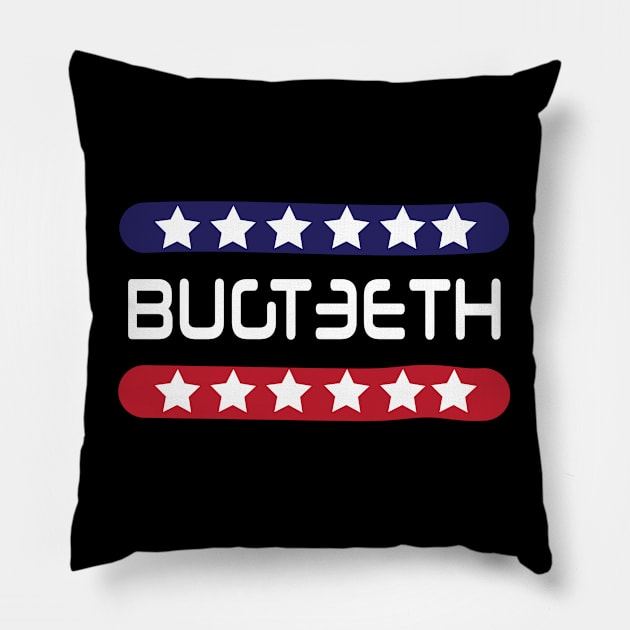 Bugteeth Red White and Blue Pillow by Bugteeth