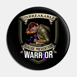 Unbreakable Suicide Prevention Warrior Teal Purple Ribbon Awareness Pin