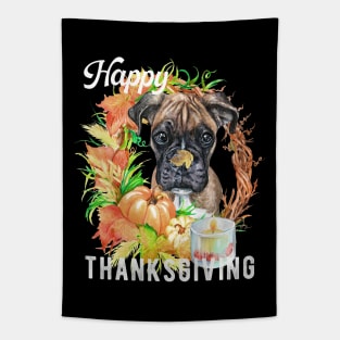 Boxer Dog Owner Thanksgiving Celebration Harvest Theme Tapestry