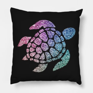 Rainbow Ombre Faux Glitter Turtle Pillow