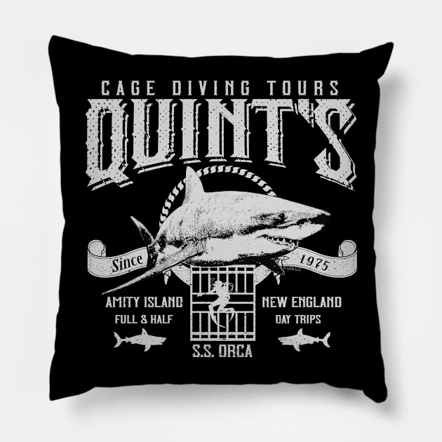 Quint's Cage Diving Tours Pillow by Alema Art