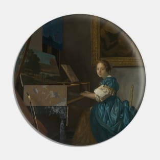 Lady Seated at a Virginal by Jan Vermeer Pin