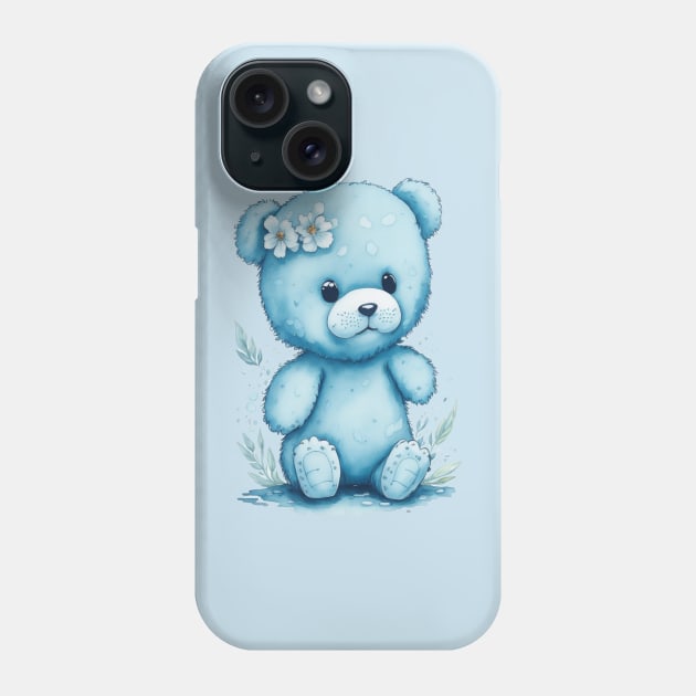 blue teddy bear around Flowers: Scattered Watercolor in Pastel Colors Phone Case by General Corner