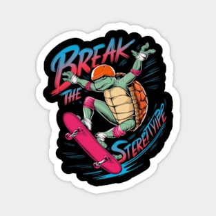 illustration featuring a fashionable and inspiring turtle character, gracefully executing a daring aerial skateboard trick_3 Magnet