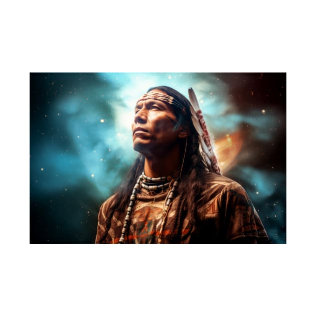 Native Indian Warrior Spirit Fantastic Cosmic Magical by Cubebox