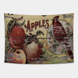 dark academia orchard retro advertisement red cardinal Tapestry