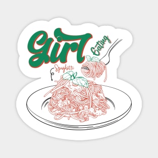 Girl Eating Spaghetti Magnet