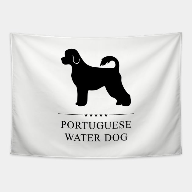 Portuguese Water Dog Black Silhouette Tapestry by millersye