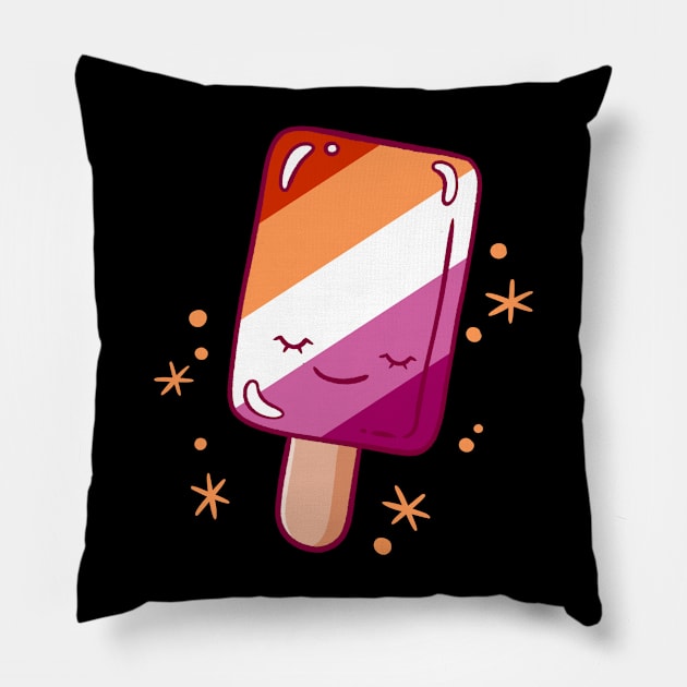 Lesbian Pride Flag Popsicle Summer Pride Pillow by Sunburst Designs