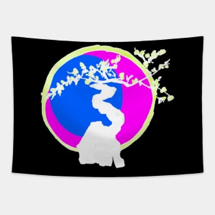 Trippy negative enso circle bonsai tree - Sumi inspired design for bonsai lovers Tapestry