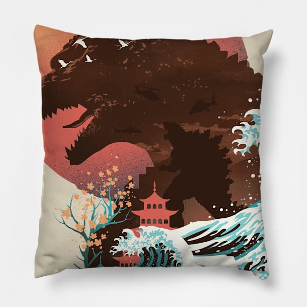 Ukiyo E Kaiju Pillow by DANDINGEROZZ