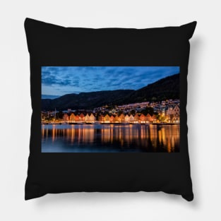 Night Falls On Bryggen Pillow
