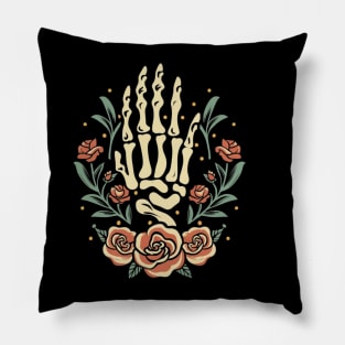 Traditional Skeleton Hand Tattoo Pillow