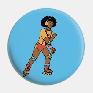 They See Me Rollin' // Funny Retro Rainbow Rollerblading Pin