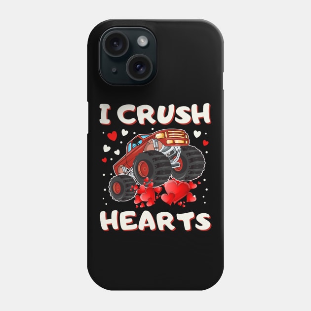 Valentines Day Monster Truck Boys Toddler I Crush Hearts Phone Case by DenverSlade