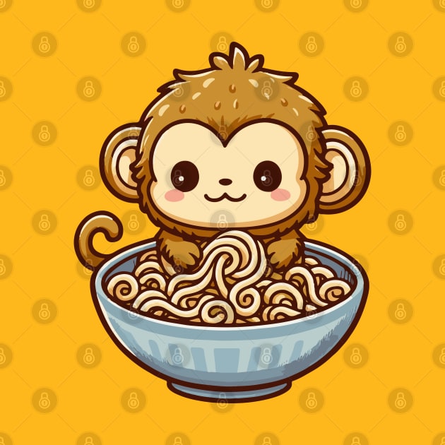 Cute chimp in Ramen by fikriamrullah