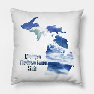 Word Art Michigan The Great Lakes State Wave Art Pillow