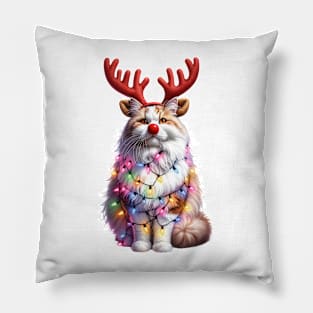 Christmas Red Nose Turkish Van Cat Pillow