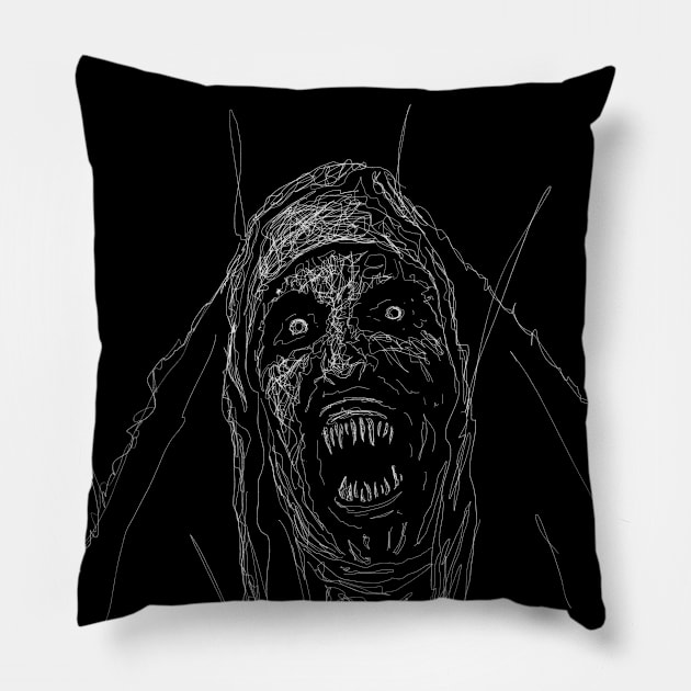 HORROR NUN SKETCH Pillow by PNKid