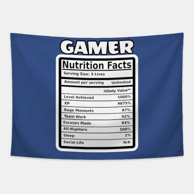 Gamer Nutrition Label Tapestry by Gamers Gear