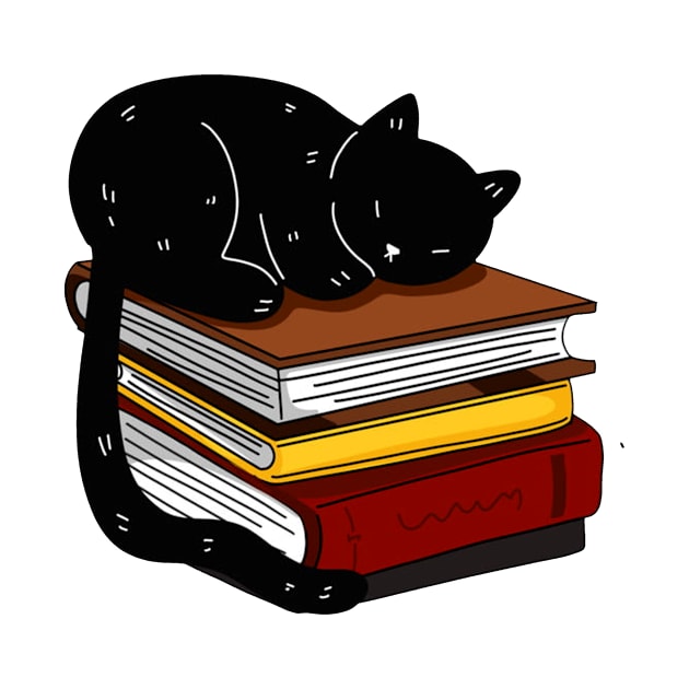 Baby Cat Sleeping On Books Cute Bookworm by Hound mom