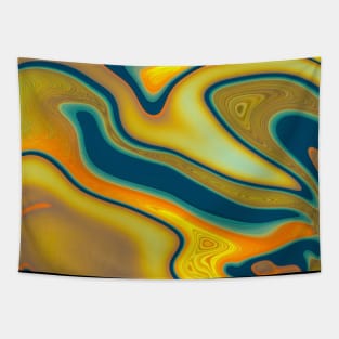 Gold dark green Marble Waves effect Tapestry