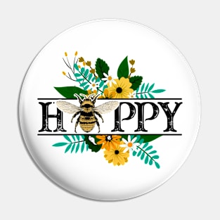 Bee Happy Flowers Pin