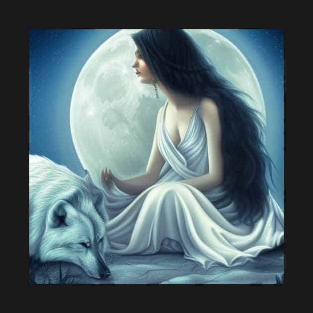 Beautiful Moon Goddess with Wolf #werewolf #moongoddess #fantasy by ViralAlpha