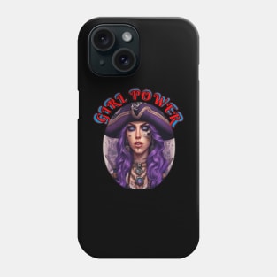 Girl power, purple pirate girl Phone Case