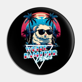 Retro Wave White Hamster Vibes Shirt Pin