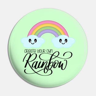 Create Your Own Rainbow with Kawaii Cute Clouds in Green Pin