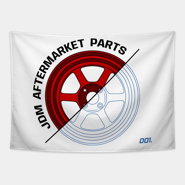 Red JDM Wheels V3 Tapestry by GoldenTuners