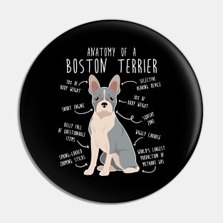 Blue Boston Terrier Dog Anatomy Pin