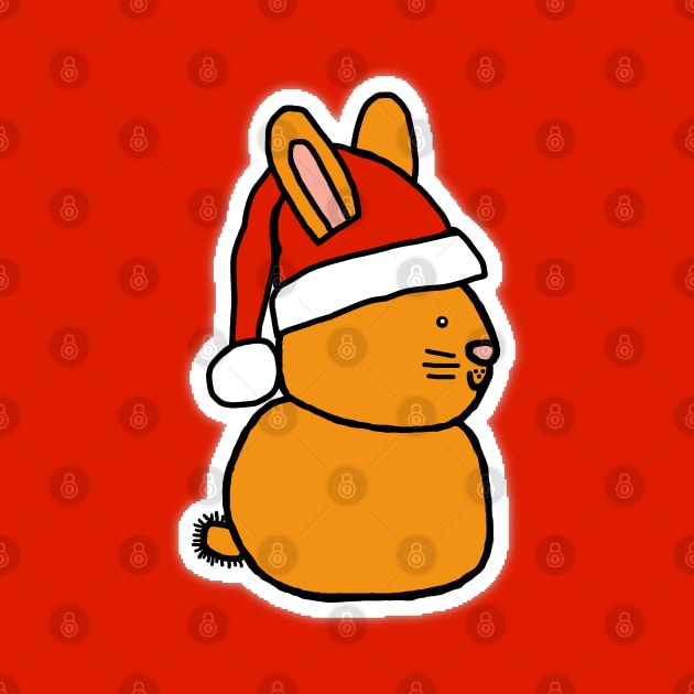 Cute Gold Bunny Wearing a Christmas Santa Hat by ellenhenryart