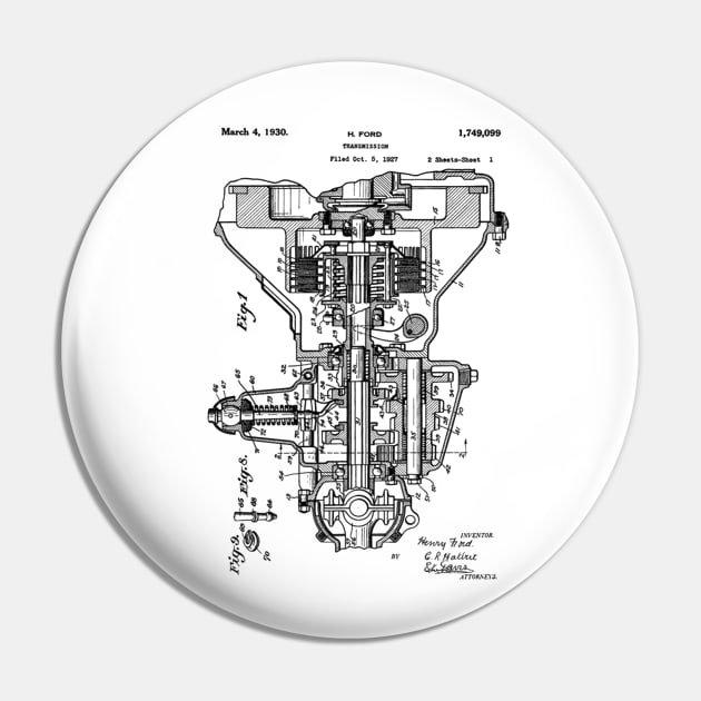 Henry Ford Transmission Patent Black Pin by Luve